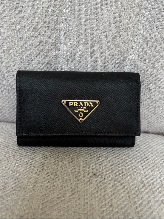 Prada Accessories - PRADA Logo Black Nylon and Saffiano Leather Key Wallet